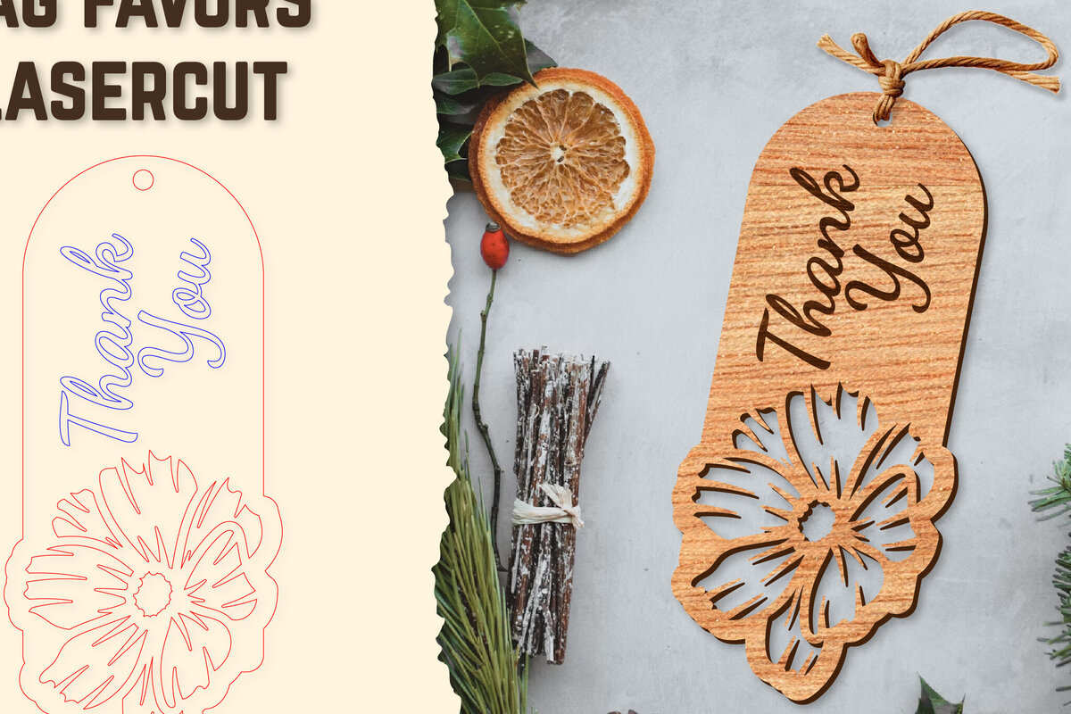 Intra απο ξύλο plywood  Χρώμα wenge 3mm-4mm πάχος - Floral Wood Tag Favors Lasercut Δίασταση 20x20 cm INTRAFABR-79228333