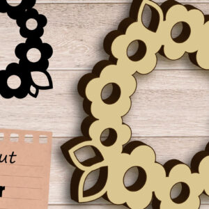 Intra απο ξύλο plywood  Χρώμα wenge 3mm-4mm πάχος - Κρεμάστρα πόρτας φλοράλ στεφάνι κομμένο με λέιζερ Δίασταση 20x20 cm INTRAFABR-79291151