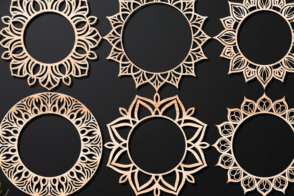 Intra απο ξύλο plywood  Χρώμα wenge 3mm-4mm πάχος - Πακέτο κοπής λέιζερ Floral Wreath 03 Δίασταση 20x20 cm INTRAFABR-79291458