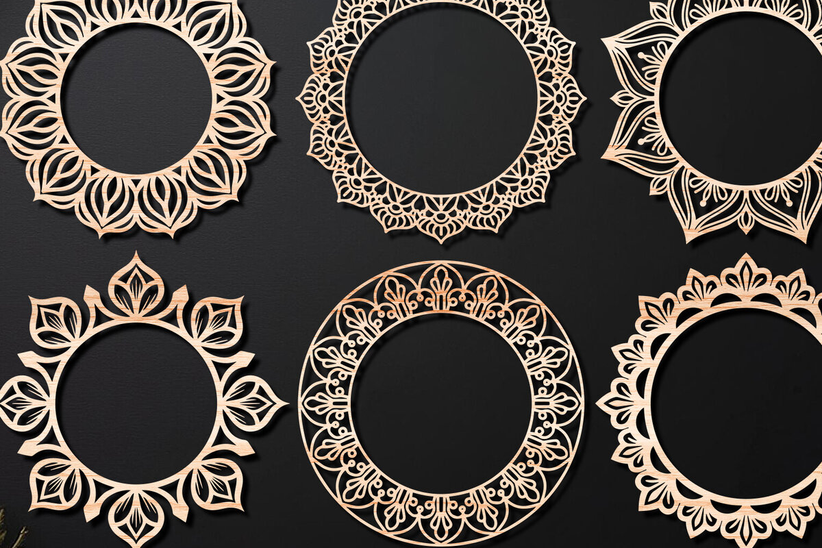 Intra απο ξύλο plywood  Χρώμα wenge 3mm-4mm πάχος - Πακέτο κοπής με λουλουδάτο στεφάνι με λέιζερ 04 Δίασταση 20x20 cm INTRAFABR-65211050