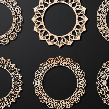 Intra απο ξύλο plywood  Χρώμα wenge 3mm-4mm πάχος - Πακέτο κοπής λουλουδιών στεφάνι με λέιζερ 05 Δίασταση 20x20 cm INTRAFABR-64955270 - Image 1