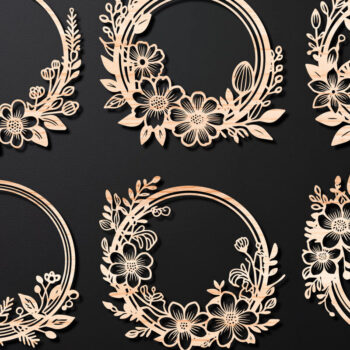 Intra απο ξύλο plywood Χρώμα wenge 3mm-4mm πάχος - Δέσμη κοπής με λέιζερ Floral στεφάνι Δίασταση 20x20 cm INTRAFABR-89975444 - Image 1