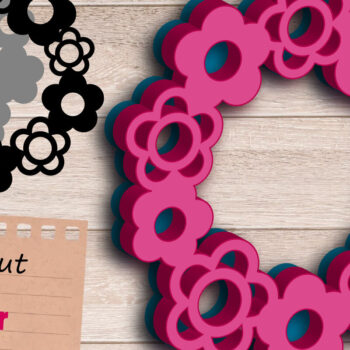 Intra απο ξύλο plywood  Χρώμα wenge 3mm-4mm πάχος - File & CNC Floral στεφάνι Δίασταση 20x20 cm INTRAFABR-57282503 - Image 1