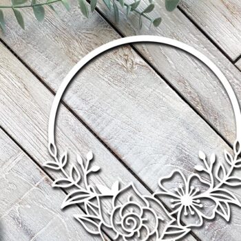 Intra απο ξύλο plywood Χρώμα wenge 3mm-4mm πάχος - Φλοράλ Στεφάνι Στρογγυλό Κοπής με Λέιζερ Δίασταση 20x25 cm INTRAFABR-118144760 - Image 2