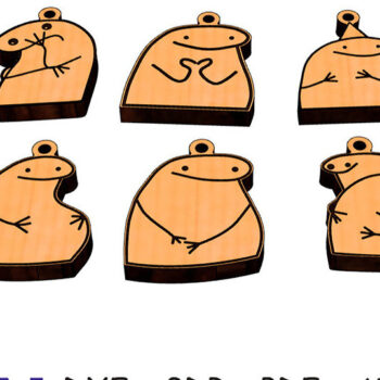 Intra απο ξύλο plywood Χρώμα wenge 3mm-4mm πάχος - Πακέτο μπρελόκ Flork Meme με λέιζερ Δίασταση 4x4 cm INTRAFABR-123629897 - Image 2