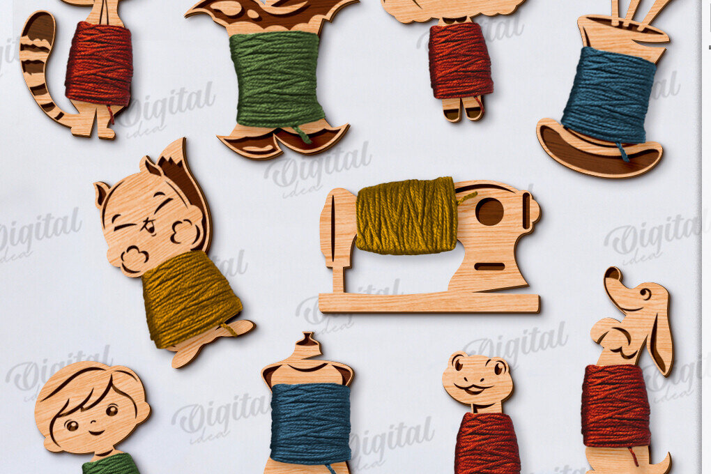 Intra απο ξύλο plywood  Χρώμα wenge 3mm-4mm πάχος - Δέσμη κοπής με λέιζερ Floss Bobbins Δίασταση 30x20 cm INTRAFABR-97019148