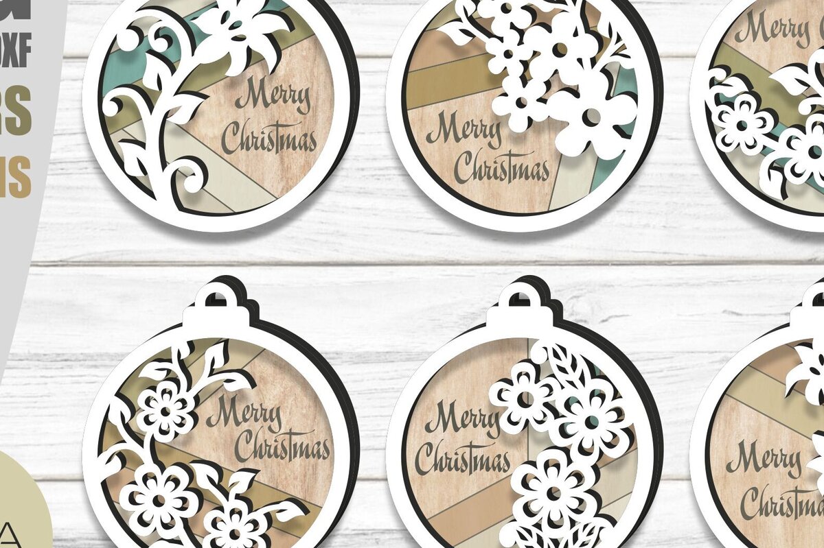 Intra απο ξύλο plywood  Χρώμα wenge 3mm-4mm πάχος - Χριστουγεννιάτικο στολίδι Flourish Farmhouse Δίασταση 6x6 cm INTRAFABR-97019208