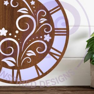 Intra απο ξύλο plywood  Χρώμα wenge 3mm-4mm πάχος - Ρολόι τοίχου Flourish Flowers Δίασταση 30x20 cm INTRAFABR-97019230