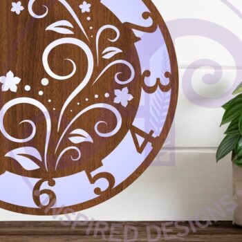 Intra απο ξύλο plywood  Χρώμα wenge 3mm-4mm πάχος - Ρολόι τοίχου Flourish Flowers Δίασταση 30x20 cm INTRAFABR-97019230 - Image 2