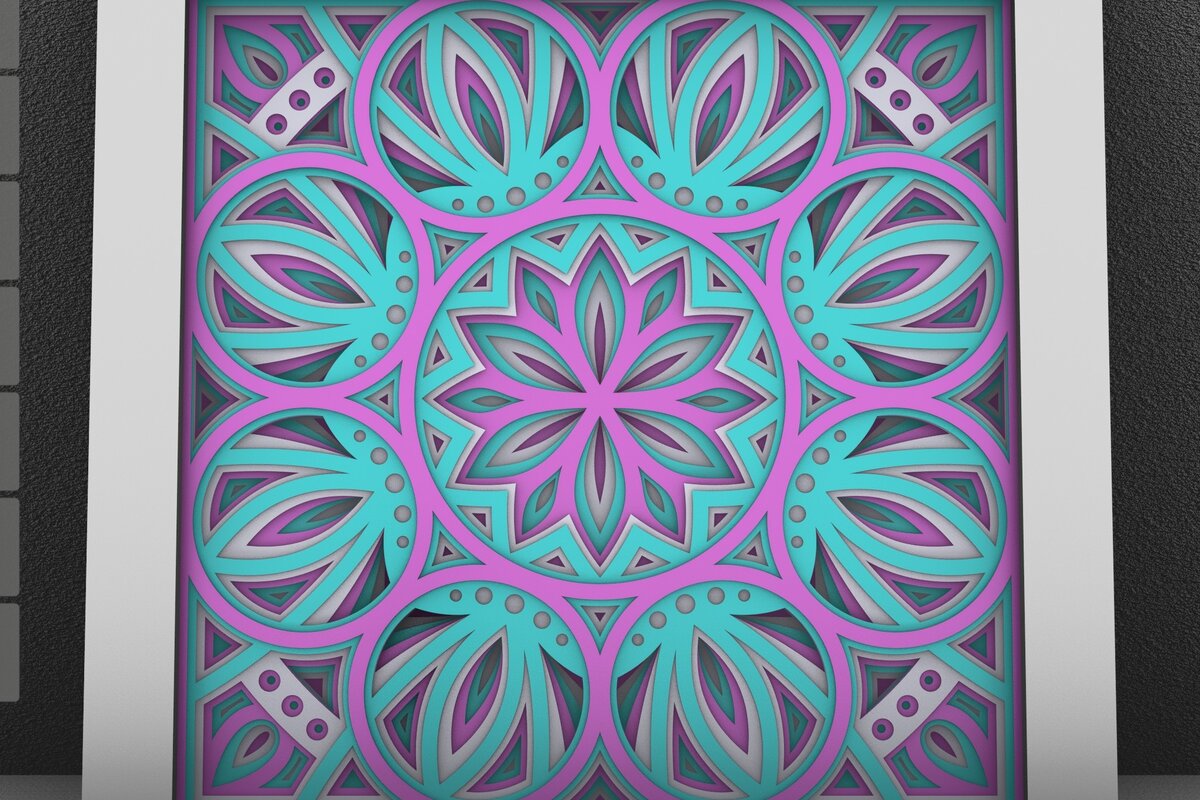 Intra απο ξύλο plywood  Χρώμα wenge 3mm-4mm πάχος - Flower 3D Layered Paper Cut, 3D Flower Δίασταση 30x30 cm INTRAFABR-97019260