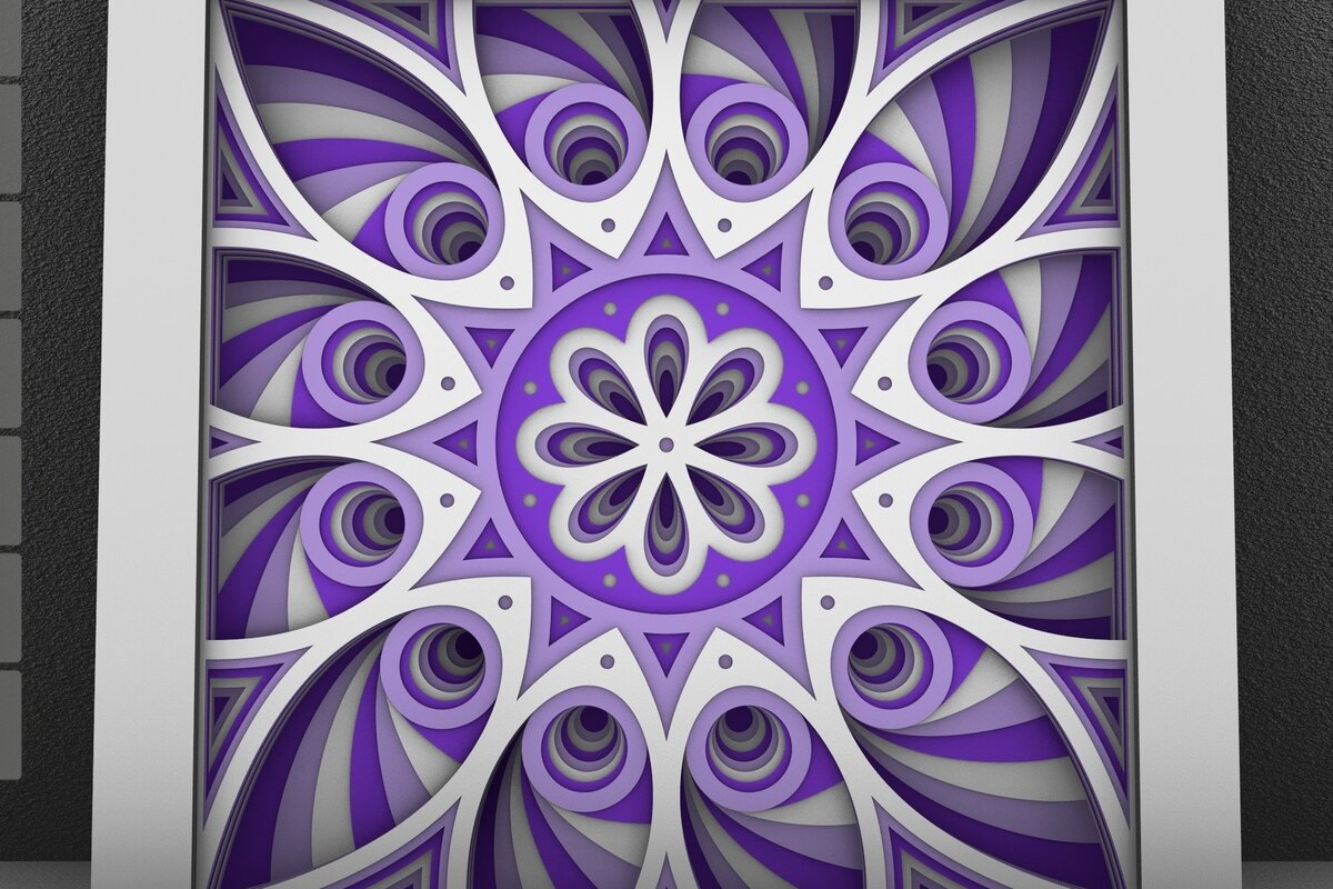 Intra απο ξύλο plywood  Χρώμα wenge 3mm-4mm πάχος - Flower 3D Layered Paper Cut, 3D Flower Δίασταση 30x30 cm INTRAFABR-125248377