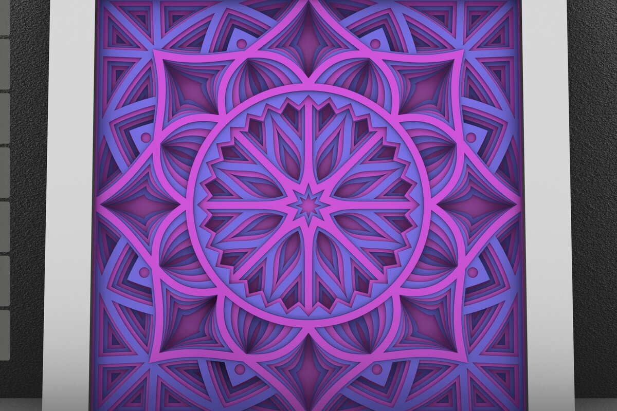 Intra απο ξύλο plywood  Χρώμα wenge 3mm-4mm πάχος - Flower 3D Layered Paper Cut, 3D Flower M Δίασταση 30x30 cm INTRAFABR-24718005