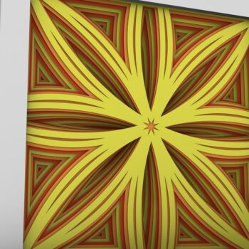 Intra απο ξύλο plywood  Χρώμα wenge 3mm-4mm πάχος - Flower 3D Layered Paper Cut, Flower 3D Δίασταση 30x30 cm INTRAFABR-112846696 - Image 2