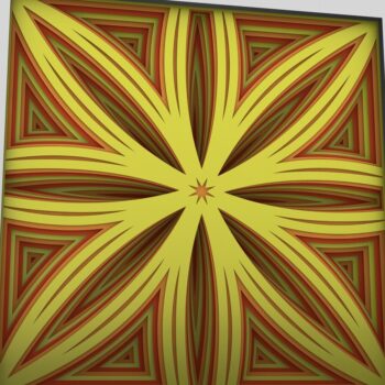 Intra απο ξύλο plywood  Χρώμα wenge 3mm-4mm πάχος - Flower 3D Layered Paper Cut, Flower 3D Δίασταση 30x30 cm INTRAFABR-112846696 - Image 3