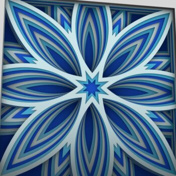 Intra απο ξύλο plywood  Χρώμα wenge 3mm-4mm πάχος - Flower 3D Layered Paper Cut, Flower 3D Δίασταση 30x30 cm INTRAFABR-112846625 - Image 3