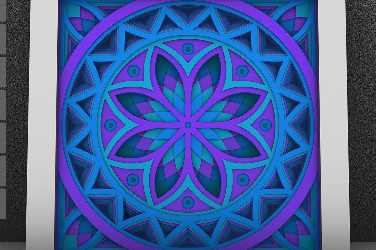 Intra απο ξύλο plywood  Χρώμα wenge 3mm-4mm πάχος - Flower 3D Layered Paper Cut, Flower 3D Δίασταση 30x30 cm INTRAFABR-69264792