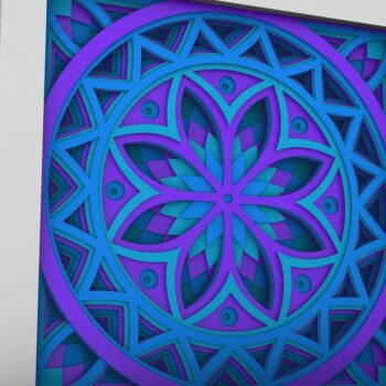 Intra απο ξύλο plywood  Χρώμα wenge 3mm-4mm πάχος - Flower 3D Layered Paper Cut, Flower 3D Δίασταση 30x30 cm INTRAFABR-69264792 - Image 2