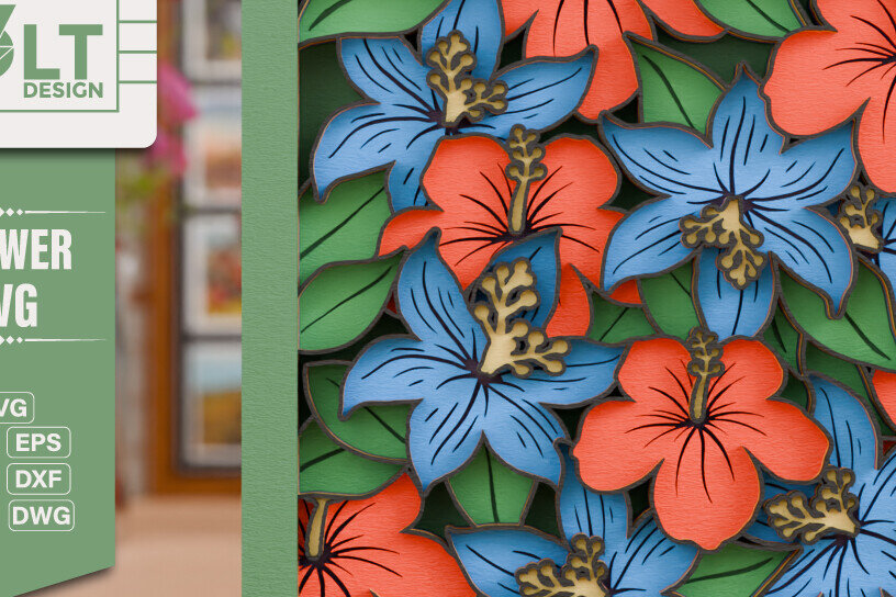 Intra απο ξύλο plywood  Χρώμα wenge 3mm-4mm πάχος - με λέιζερ από χαρτί 3d Flower Δίασταση 20x25 cm INTRAFABR-68544129