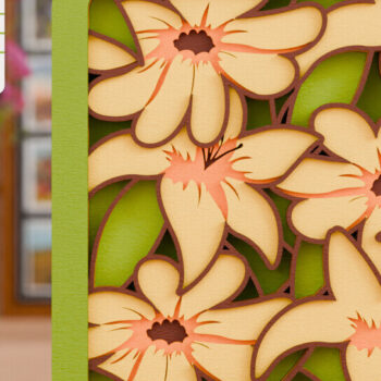 Intra απο ξύλο plywood  Χρώμα wenge 3mm-4mm πάχος - με λέιζερ από χαρτί 3d Flower Δίασταση 20x25 cm INTRAFABR-68544173 - Image 1