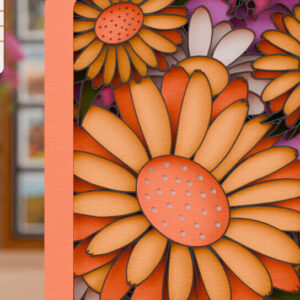 Intra απο ξύλο plywood  Χρώμα wenge 3mm-4mm πάχος - με λέιζερ από χαρτί 3d Flower Δίασταση 20x25 cm INTRAFABR-68544260