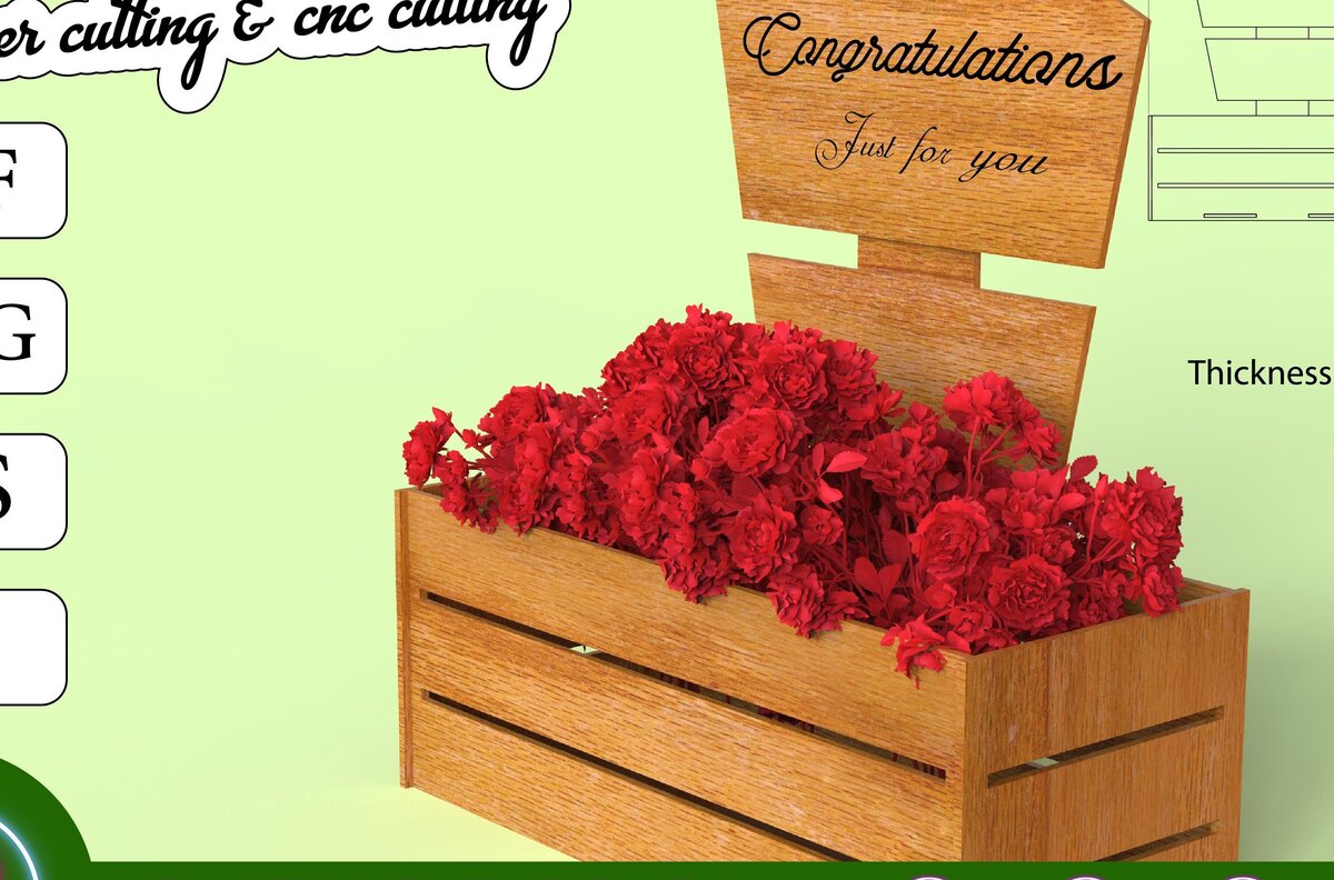 Intra απο ξύλο plywood  Χρώμα wenge 3mm-4mm πάχος - Καλάθι λουλουδιών για Δίασταση 20x20 cm INTRAFABR-69257806