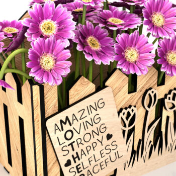 Intra απο ξύλο plywood  Χρώμα wenge 3mm-4mm πάχος - Καλάθι λουλουδιών για τη μαμά Δίασταση 6x6 cm INTRAFABR-92153599 - Image 1