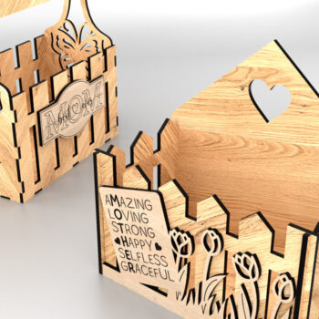 Intra απο ξύλο plywood  Χρώμα wenge 3mm-4mm πάχος - Καλάθι λουλουδιών για τη μαμά Δίασταση 6x6 cm INTRAFABR-92153599 - Image 2