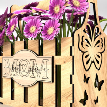 Intra απο ξύλο plywood  Χρώμα wenge 3mm-4mm πάχος - Καλάθι λουλουδιών για τη γιορτή της μητέρας Δίασταση 6x6 cm INTRAFABR-107430032 - Image 1