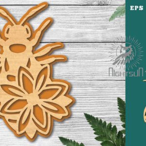 Intra απο ξύλο plywood  Χρώμα wenge 3mm-4mm πάχος - Διακόσμηση Flower Bee 1 Δίασταση 20x20 cm INTRAFABR-112116082