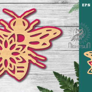 Intra απο ξύλο plywood  Χρώμα wenge 3mm-4mm πάχος - Διακόσμηση κοπής με λέιζερ μελισσών λουλουδιών 3 Δίασταση 20x20 cm INTRAFABR-114429244