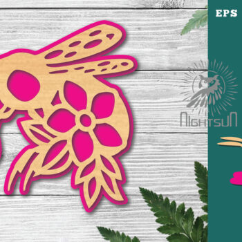 Intra απο ξύλο plywood Χρώμα wenge 3mm-4mm πάχος - Διακόσμηση Flower Bee 6 Δίασταση 20x20 cm INTRAFABR-115755685 - Image 1