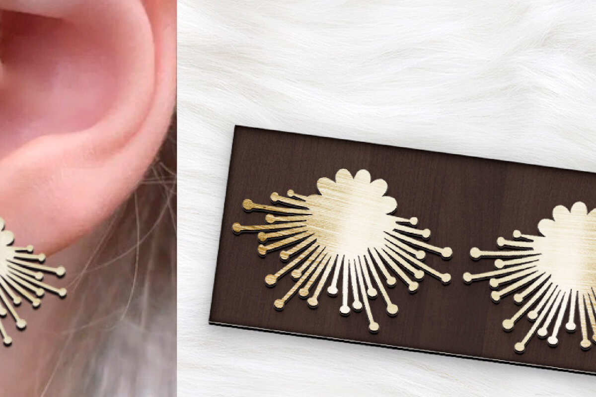 Intra απο ξύλο plywood  Χρώμα wenge 3mm-4mm πάχος - Σκουλαρίκια Boho Flower . Δίασταση 3x3 cm INTRAFABR-112162286