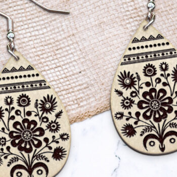 Intra απο ξύλο plywood Χρώμα wenge 3mm-4mm πάχος - Σκουλαρίκια Boho Flower . Δίασταση 3x3 cm INTRAFABR-116783073 - Image 1