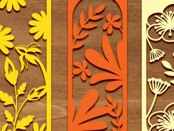 Intra απο ξύλο plywood  Χρώμα wenge 3mm-4mm πάχος - Σετ σελιδοδείκτης λουλουδιών Δίασταση 5x20 cm INTRAFABR-122962609 - Image 1