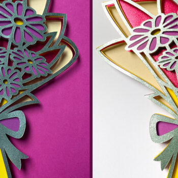 Intra απο ξύλο plywood  Χρώμα wenge 3mm-4mm πάχος - Μπουκέτο λουλουδιών 3D Layered Cut Δίασταση 20x25 cm INTRAFABR-120864638 - Image 3