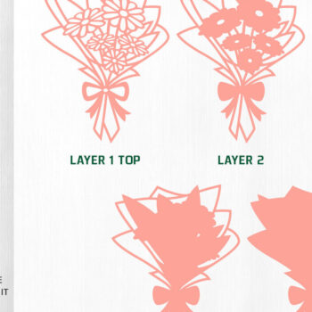 Intra απο ξύλο plywood  Χρώμα wenge 3mm-4mm πάχος - Μπουκέτο λουλουδιών 3D Layered Cut Δίασταση 20x25 cm INTRAFABR-120864638 - Image 12