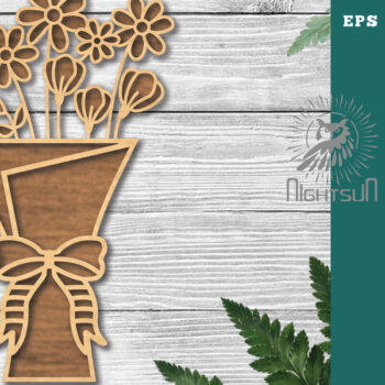 Intra απο ξύλο plywood  Χρώμα wenge 3mm-4mm πάχος - Μπουκέτο λουλουδιών Διακόσμηση κοπής με λέιζερ 1 Δίασταση 20x20 cm INTRAFABR-120864642 - Image 1