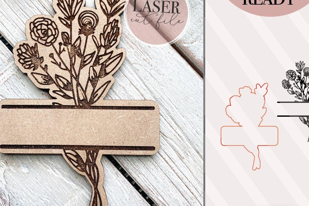 Intra απο ξύλο plywood  Χρώμα wenge 3mm-4mm πάχος - Πινακίδα ονόματος μπουκέτο λουλουδιών Δίασταση 6x6 cm INTRAFABR-120864636