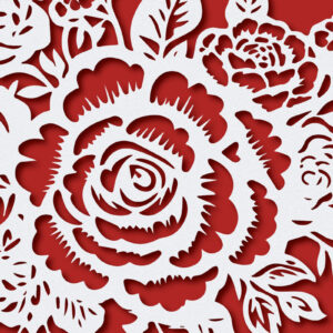 Intra απο ξύλο plywood  Χρώμα wenge 3mm-4mm πάχος - Μπουκέτο λουλουδιών Χαρτί κομμένο σχέδιο Δίασταση 30x20 cm INTRAFABR-119592061