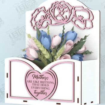 Intra απο ξύλο plywood  Χρώμα wenge 3mm-4mm πάχος - Flower Box | Ιδέα δώρου για τη γιορτή της μητέρας |CNC Δίασταση 20x20 cm INTRAFABR-114147327 - Image 1