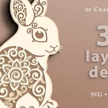 Intra απο ξύλο plywood Χρώμα wenge 3mm-4mm πάχος - Flower Bunny 3D Layered Cut Δίασταση 15x15 cm INTRAFABR-39182648 - Image 1