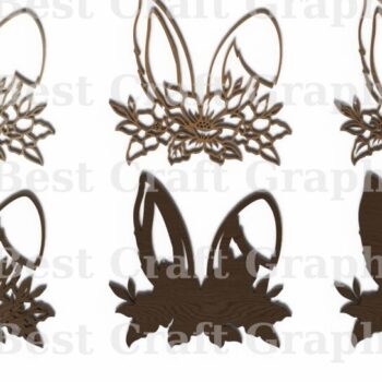 Intra απο ξύλο plywood  Χρώμα wenge 3mm-4mm πάχος - Αρχεία κομμένα με λέιζερ Flower Bunny Δίασταση 20x20 cm INTRAFABR-112130603 - Image 2