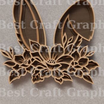 Intra απο ξύλο plywood  Χρώμα wenge 3mm-4mm πάχος - Αρχεία κομμένα με λέιζερ Flower Bunny Δίασταση 20x20 cm INTRAFABR-112130603 - Image 1