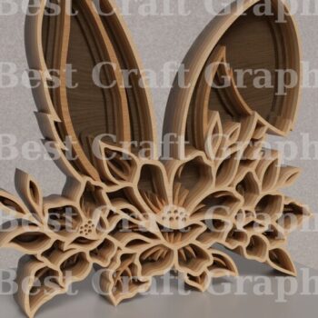 Intra απο ξύλο plywood  Χρώμα wenge 3mm-4mm πάχος - Αρχεία κομμένα με λέιζερ Flower Bunny Δίασταση 20x20 cm INTRAFABR-112130603 - Image 3