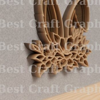 Intra απο ξύλο plywood  Χρώμα wenge 3mm-4mm πάχος - Αρχεία κομμένα με λέιζερ Flower Bunny Δίασταση 20x20 cm INTRAFABR-112130603 - Image 4