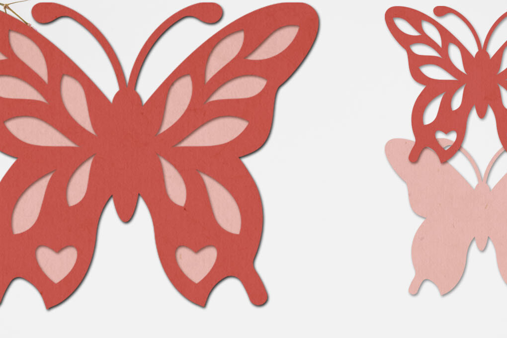 Intra απο ξύλο plywood  Χρώμα wenge 3mm-4mm πάχος - Πεταλούδα λουλουδιών τρισδιάστατο χαρτί με στρώσεις Δίασταση 8x8 cm INTRAFABR-120635955