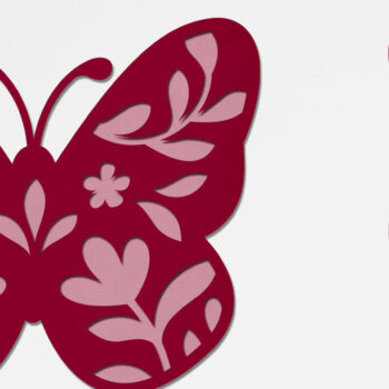 Intra απο ξύλο plywood  Χρώμα wenge 3mm-4mm πάχος - Flower Butterfly Layered Paper Cut Δίασταση 8x8 cm INTRAFABR-16391427 - Image 1