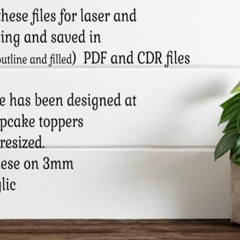 Intra απο ξύλο plywood  Χρώμα wenge 3mm-4mm πάχος - Λουλούδι Cupcake Toppers, 7 σχέδια Δίασταση 30x20 cm INTRAFABR-32841007 - Image 2