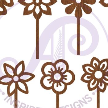 Intra απο ξύλο plywood  Χρώμα wenge 3mm-4mm πάχος - Λουλούδι Cupcake Toppers, 7 σχέδια Δίασταση 30x20 cm INTRAFABR-32841007 - Image 4