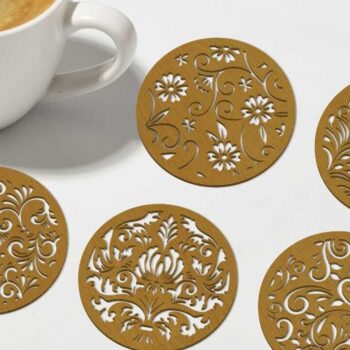 Intra απο ξύλο plywood Χρώμα wenge 3mm-4mm πάχος - Πρότυπα δέσμης Cupcoasters λουλουδιών Δίασταση 4x4 cm INTRAFABR-120459829 - Image 1